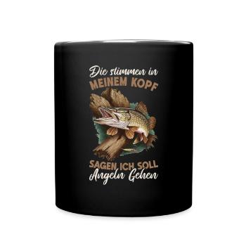Angel Fischer Angler Angelurlaub Fischjäger - Tasse einfarbig - Schwarz - Vorne