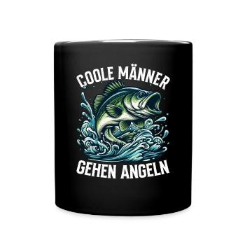 Angel Fischer Angler Angelurlaub Fischjäger - Tasse einfarbig - Schwarz - Vorne