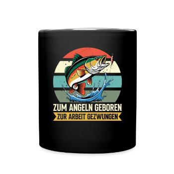 Angel Fischer Angler Angelurlaub Fischjäger - Tasse einfarbig - Schwarz - Vorne