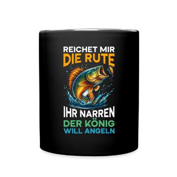 Angel Fischer Angler Angelurlaub Fischjäger - Tasse einfarbig - Schwarz - Vorne