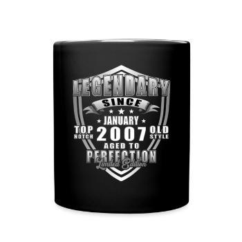 Geburtstag Januar 2007 - Geschenk Januar 2007 - Tasse einfarbig - Schwarz - Vorne