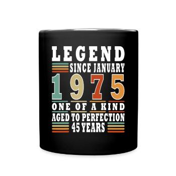 Anniversaire de Janvier 1975 - Janvier 1975, Janvier 1975 - Mug uni - noir - Devant