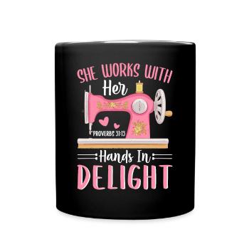 Machine à coudre Crochet Quilting Mains En Délice Graphique - Mug uni - noir - Devant
