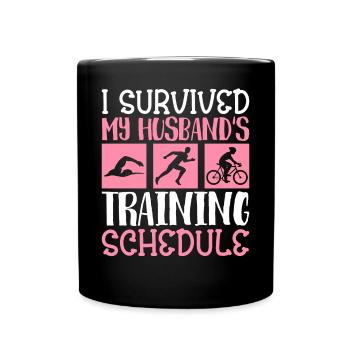 Triathletes Triathlon Survived Husband's Training - Full Colour Mug - black - Front
