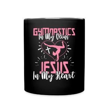 Gymnastics Veins Jesus In My Heart Gymnast Girl - Full Colour Mug - black - Front