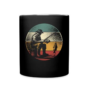 Angeln Angler Fischen - Tasse einfarbig - Schwarz - Vorne