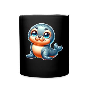 Robbe Seehund - Tasse einfarbig - Schwarz - Vorne