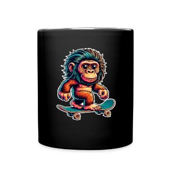 Neanderthal Skateboard Skater - Full Colour Mug - black - Front