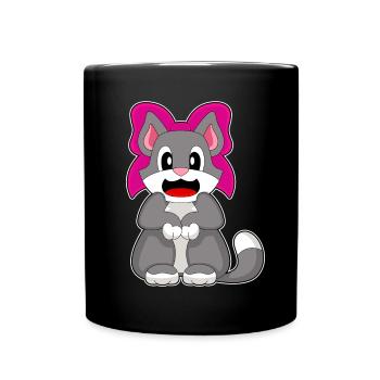 Cat Hair Bow - Full Colour Mug - black - Front