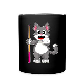Katze Billiard Queue - Tasse einfarbig - Schwarz - Vorne