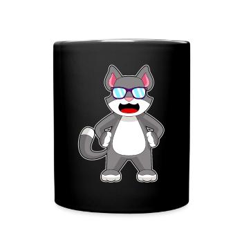 Lunettes de soleil chat - Mug uni - noir - Devant