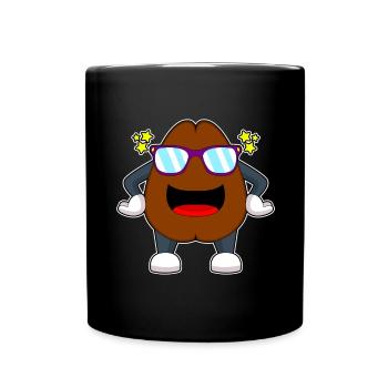 Lunettes de soleil café en grains de café - Mug uni - noir - Devant