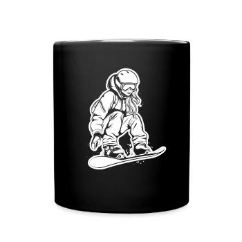 Female Snowboarder Drawing - Full Colour Mug - black - Front