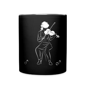 Violinist Drawing - Full Colour Mug - black - Front