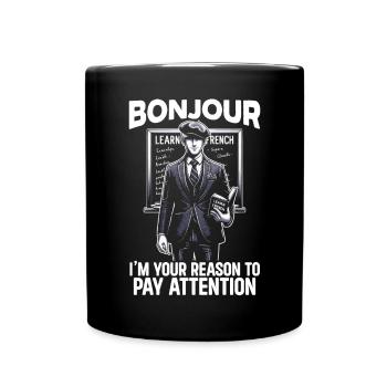 French Language Teacher Education France Teaching - Full Colour Mug - black - Front