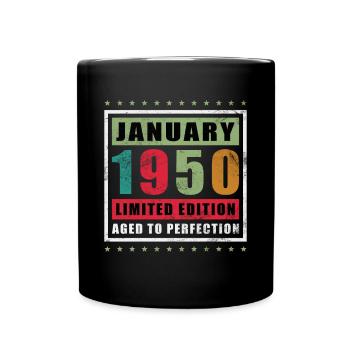 Anniversaire Janvier 1950 - Cadeau Janvier 1950 - Mug uni - noir - Devant