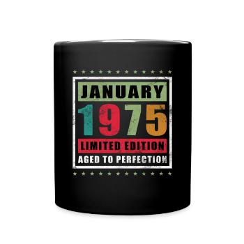 50 ans Janvier 1975 Vintage Cadeau d’anniversaire - Mug uni - noir - Devant