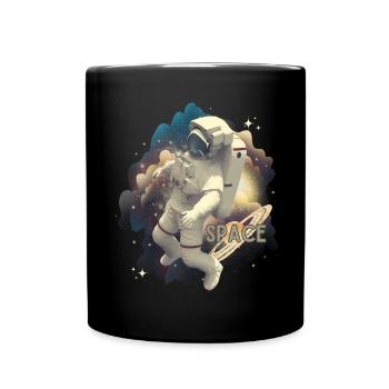 Astronaut im Weltraumzauber - Tasse einfarbig - Schwarz - Vorne