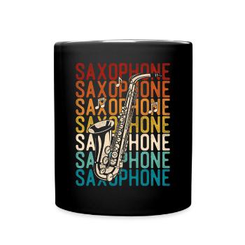 Saxophone Retro Vintage Saxophone - Tasse einfarbig - Schwarz - Vorne