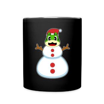 Frosch Weihnachten Schneemann - Tasse einfarbig - Schwarz - Vorne