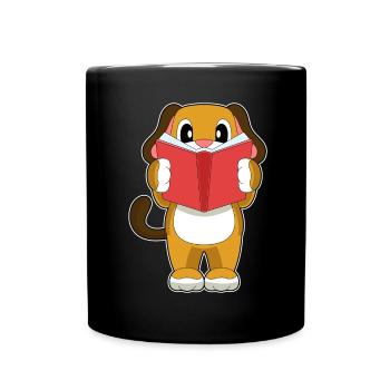 Hund Buch - Tasse einfarbig - Schwarz - Vorne
