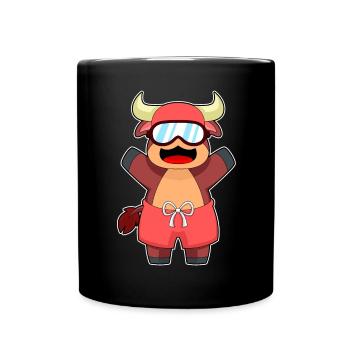 Stier Schwimmen Schwimmbrille Sommer - Tasse einfarbig - Schwarz - Vorne