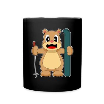 Bear Ski Skier Ski Poles - Full Colour Mug - black - Front