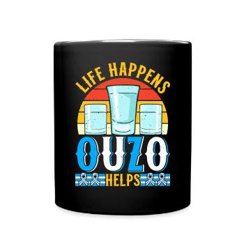 Griechenland Ouzo - Tasse einfarbig - Schwarz - Vorne