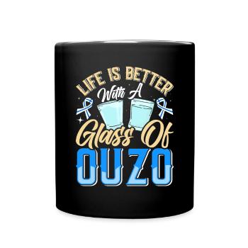 Griechenland Ouzo - Tasse einfarbig - Schwarz - Vorne
