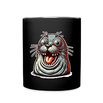 Robbe Seehund - Tasse einfarbig - Schwarz - Vorne