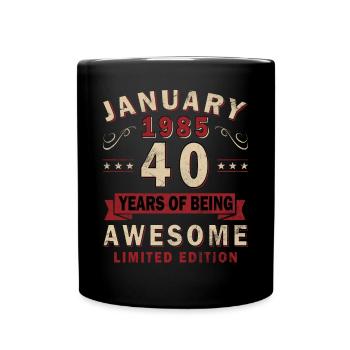 40 ans Né en janvier 1985 - Mug uni - noir - Devant