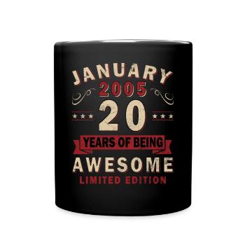 20e anniversaire Né en janvier 2005 - Mug uni - noir - Devant