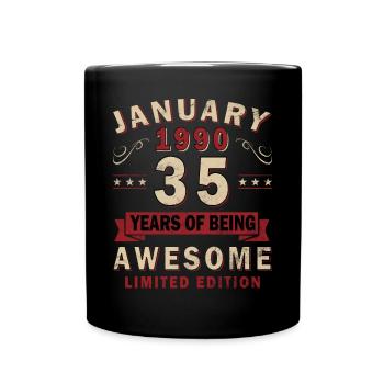 Janvier 1990 Cadeau d’anniversaire - 35 ans - Mug uni - noir - Devant
