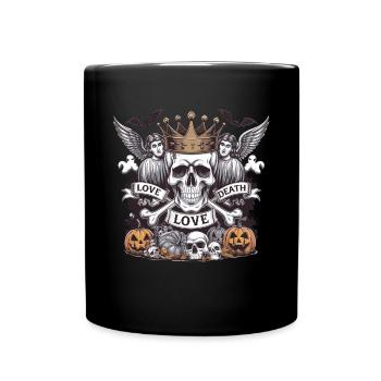 Gothic Tattooed Frau mit Kunstwerk und Rosen - Tasse einfarbig - Schwarz - Vorne