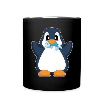 Pinguin Fisch - Tasse einfarbig - Schwarz - Vorne