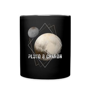 Pluto und Charon - Tasse einfarbig - Schwarz - Vorne