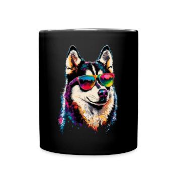Husky Dogs Lover Dog Love Siberian Huskies - Full Colour Mug - black - Front