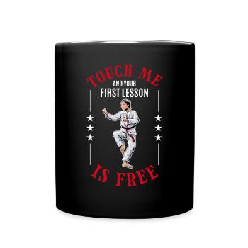 Touch me and your first lesson is free - Karate - Full Colour Mug - black - Front