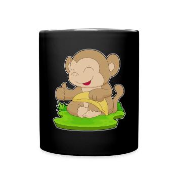 Affe Banane  - Tasse einfarbig - Schwarz - Vorne