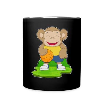 Affe Basketballspieler Basketball - Tasse einfarbig - Schwarz - Vorne