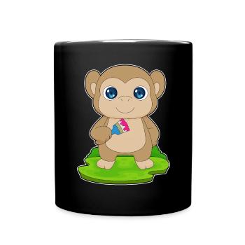 Affe Maler Pinsel Malen - Tasse einfarbig - Schwarz - Vorne