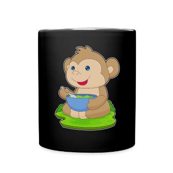 Affe Koch Schüssel Kochen - Tasse einfarbig - Schwarz - Vorne