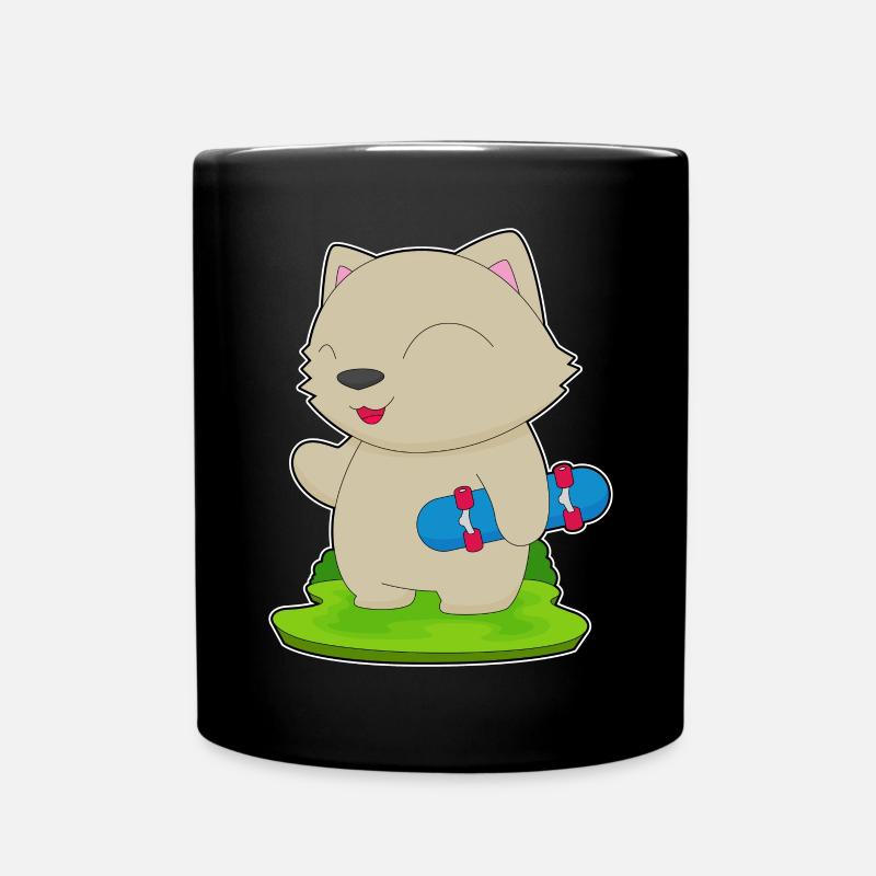 Katze Skater Skateboard - Tasse einfarbig - Schwarz