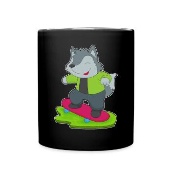 Wolf Skater Skateboard - Full Colour Mug - black - Front