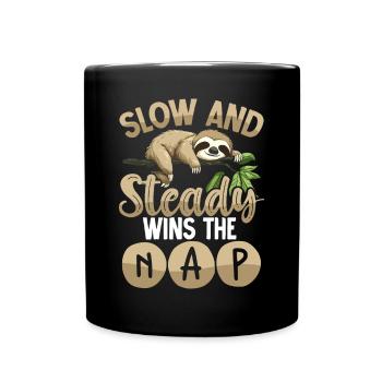 Slow and Steady Wins the Nap Faultier Sloth - Full Colour Mug - black - Front