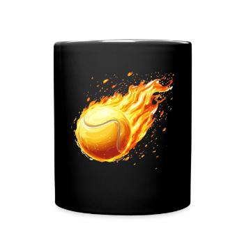 brennender Tennisball Feuer Tennisspieler - Tasse einfarbig - Schwarz - Vorne
