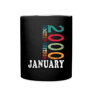 25. Geburtstag Vintage Januar 2000 Jahrgang - Tasse einfarbig - Schwarz - Vorne