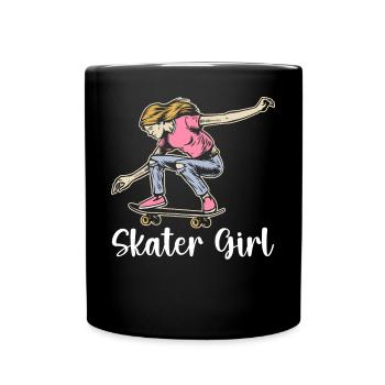 Skater Girl Skateboarding Skateboarder Girl - Full Colour Mug - black - Front