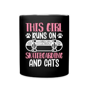 Running on skateboarding cats skateboarder - Full Colour Mug - black - Front