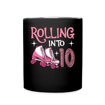 Rolling Into 10 10 Year Old Birthday Scooter - Full Colour Mug - black - Front